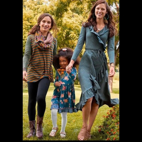 Matilda Jane, choose your own path green-burnt orange true wrap dress Sz XS - Picture 2 of 11